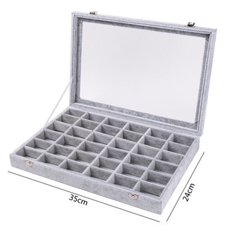 Luxury jewellery display case for 36 items color Grey