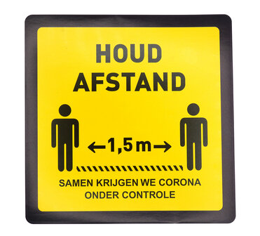 Waarschuwings vloersticker - houd afstand - antislip - supergrip - vierkant - 200 mm - COVID-19 - Corona