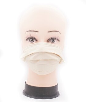 Wasbare mondkapje met neusclip /katoen / Machine Washable Cotton Mask kleur Crem&eacute;