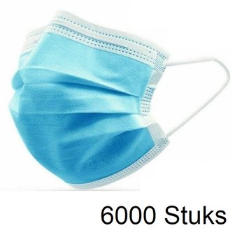 Mondkapjes - 3 Laags - 6000 Stuks Gecertificeerd - Blauw