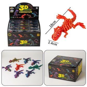 12 stuks 3D Printed Dinosaur