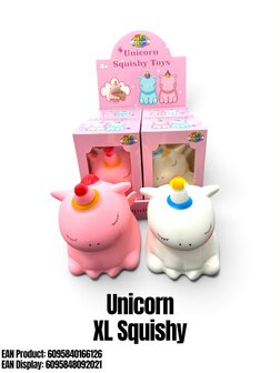 4 stuks Squishy XL Unicorn TB Fun