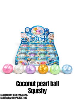 12 stuks Pearl Coconut Ball Squishy TB Fun