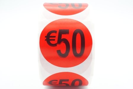 Prijs/Korting 50 euro stickers 500 stk - Dia: 2cm