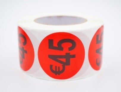 Prijs/Korting 45 euro stickers 500 stk - Dia: 2cm