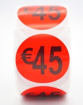 Prijs/Korting 45 euro stickers 500 stk - Dia: 2cm