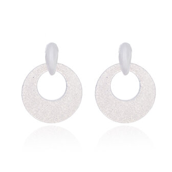 Vintage Earrings with glitters - Round - 4x4 cm - White