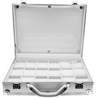 Aluminium koffer met Handvat voor Armbanden & Horloges 18 Vakken