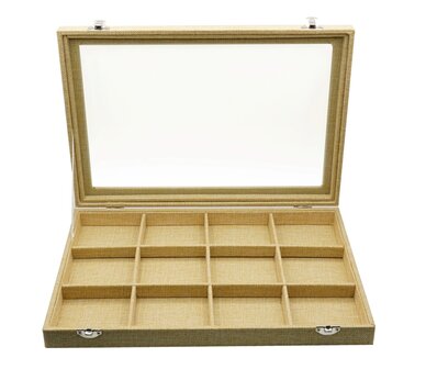 Jewellery Display case Bamboo Look 12 Compartments 