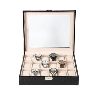  Luxury Leather Watch Display 18 Compartments