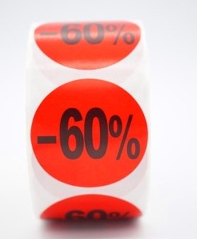 Prijs/Korting -60% stickers 500 stk