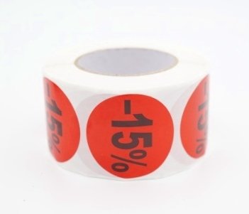 Prijs/Korting -15% stickers 500 stk