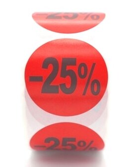 Prijs/Korting -25% stickers 500 stk