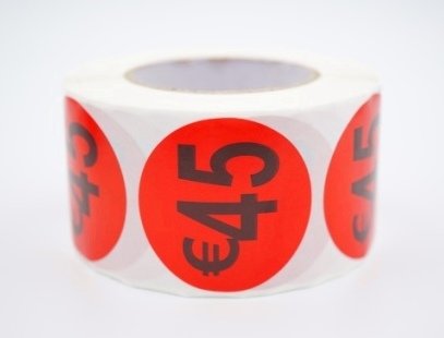 Prijs/Korting 45 euro stickers 500 stk - Dia: 3.5cm