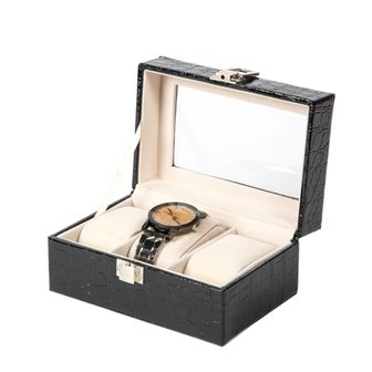 Luxe Lederen Horloge Koffer 3 Vakken