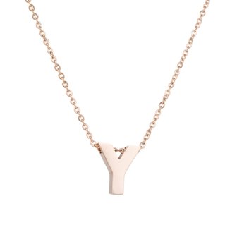 STAINLESS STEEL LETTER Y NECKLACE - ROS&Eacute; COLOR 