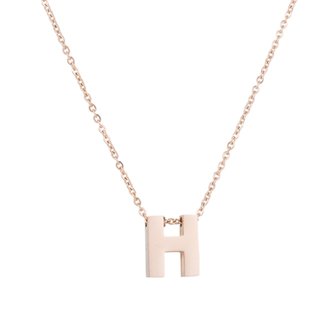 RVS Letter H Ketting - Ros&eacute; Kleur