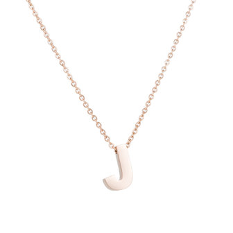 STAINLESS STEEL LETTER J NECKLACE - ROS&Eacute; COLOR 