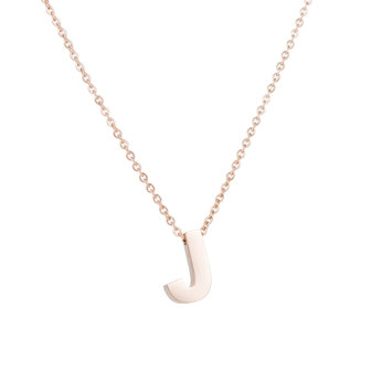 RVS Letter J Ketting - Ros&eacute; Kleur