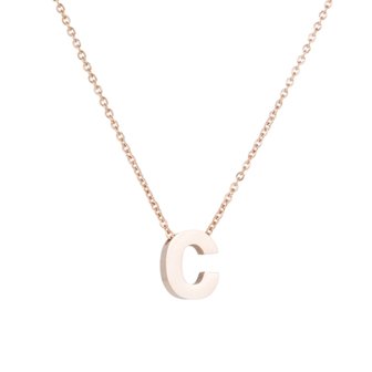 STAINLESS STEEL LETTER C NECKLACE - ROS&Eacute; COLOR 