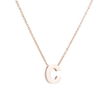 RVS Letter C Ketting - Ros&eacute; Kleur