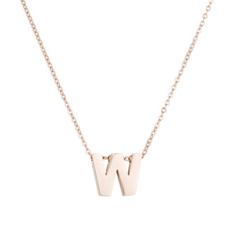 STAINLESS STEEL LETTER W NECKLACE - ROS&Eacute; COLOR 