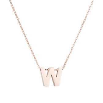 RVS Letter W Ketting - Ros&eacute; Kleur