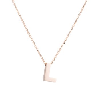 STAINLESS STEEL LETTER L NECKLACE - ROS&Eacute; COLOR 