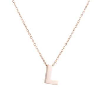 RVS Letter L Ketting - Ros&eacute; Kleur