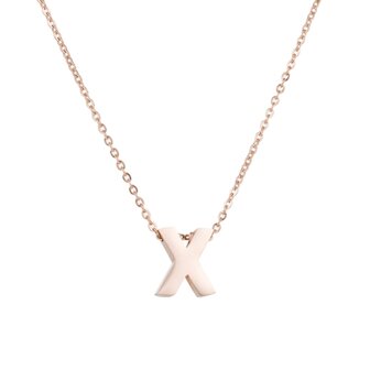 STAINLESS STEEL LETTER X NECKLACE - ROS&Eacute; COLOR 