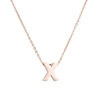 RVS Letter X Ketting - Ros&eacute; Kleur