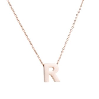 STAINLESS STEEL LETTER R NECKLACE - ROS&Eacute; COLOR 