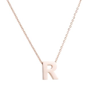 RVS Letter R Ketting - Ros&eacute; Kleur