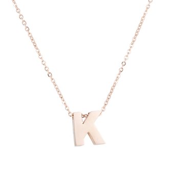 RVS Letter K Ketting - Ros&eacute; Kleur