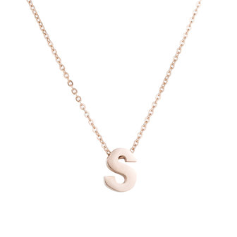STAINLESS STEEL LETTER S NECKLACE - ROS&Eacute; COLOR 