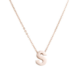 RVS Letter S Ketting - Ros&eacute; Kleur