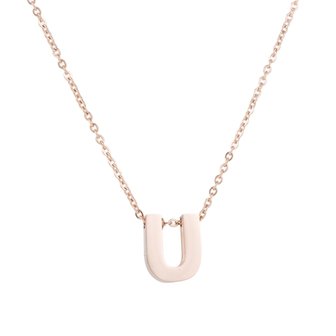 STAINLESS STEEL LETTER U NECKLACE - ROS&Eacute; COLOR 