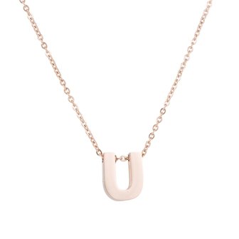 RVS Letter U Ketting - Ros&eacute; Kleur