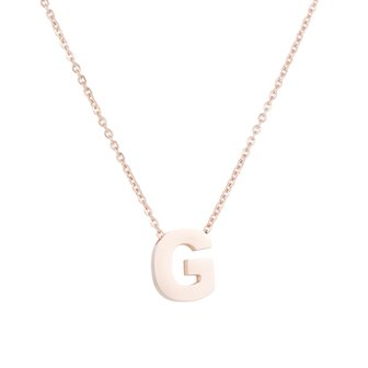 STAINLESS STEEL LETTER G NECKLACE - ROS&Eacute; COLOR 