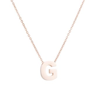 RVS Letter G Ketting - Ros&eacute; Kleur