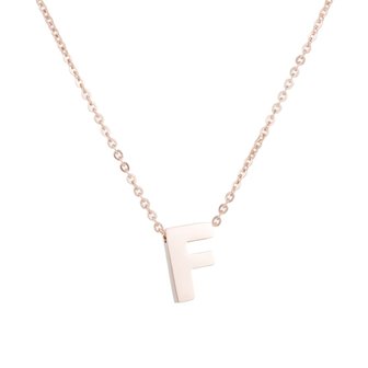 STAINLESS STEEL LETTER F NECKLACE - ROS&Eacute; COLOR 