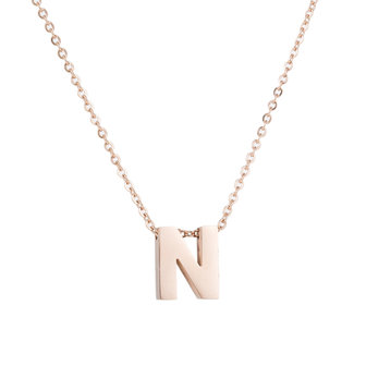 RVS Letter N Ketting - Ros&eacute; Kleur