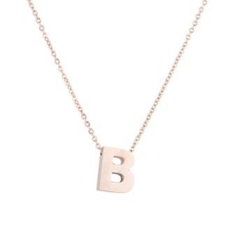 STAINLESS STEEL LETTER B NECKLACE - ROS&Eacute; COLOR 