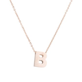 RVS Letter B Ketting - Ros&eacute; Kleur