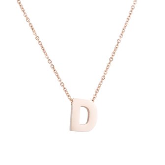 STAINLESS STEEL LETTER D NECKLACE - ROS&Eacute; COLOR 