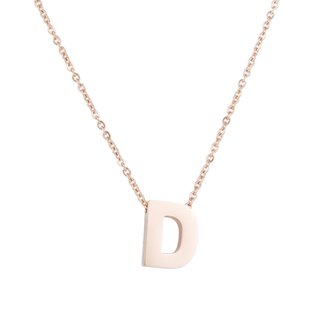 RVS Letter D Ketting - Ros&eacute; Kleur