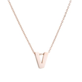 RVS Letter V Ketting - Ros&eacute; Kleur