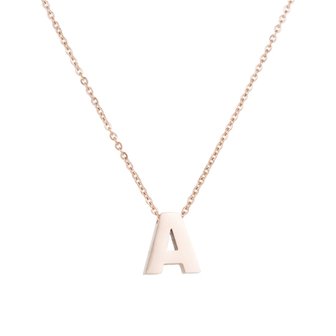 STAINLESS STEEL LETTER A NECKLACE - ROS&Eacute; COLOR 