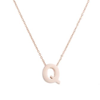 RVS Letter Q Ketting - Ros&eacute; Kleur