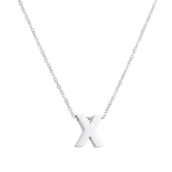 STAINLESS STEEL LETTER X NECKLACE - Color Silver